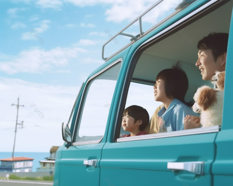 蓝天白云陪伴的家庭旅行汽车特写镜头照片,高清,摄影图,摄影图片,图片大全,摄影图免费下载